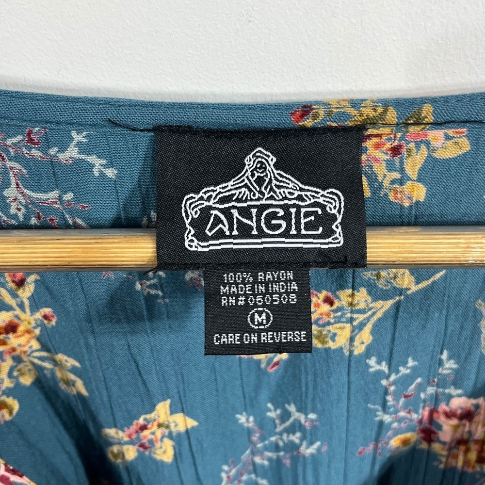 Angie Y2K Babydoll Boho Floral Bell Sleeve Peasant Top Womens Medium Festival - Picture 9 of 10